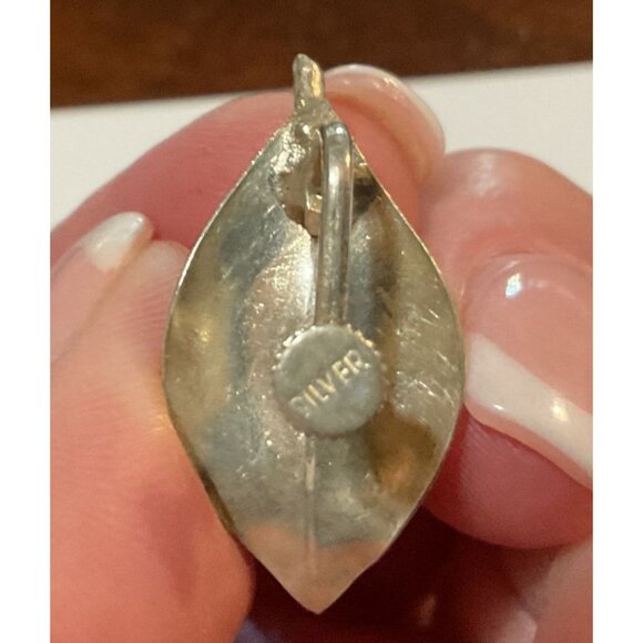 Vintage Sterling Silver & Yellow Bakelite Tulip Flower Clip-On Earrings 1"H - Picture 3 of 4